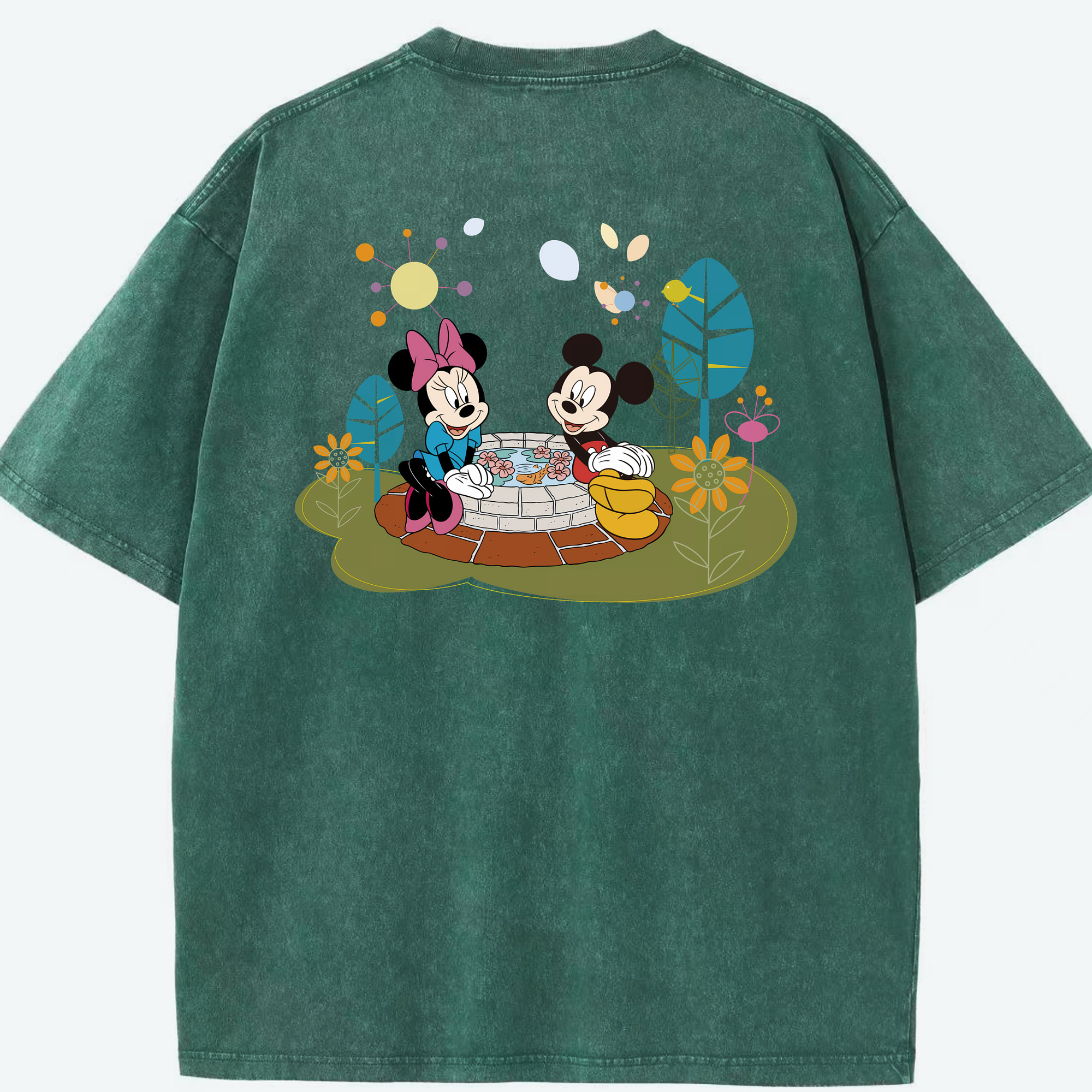 （画像用） ミッキーマウス Mickey Mouse 綿100% ヴィンテージ風 半袖Tシャツ（背面プリント）
